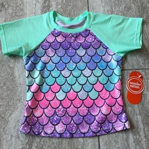 Wonder nation size XS green and pink continuous short sleeves shirt for girls